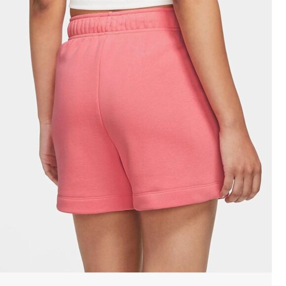 Nike Women's Sportswear Club Fleece Mid-Rise Shorts, Sea Coral/White - Picture 2 of 5